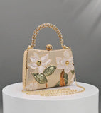 Gold Sequin Floral Evening Clutch