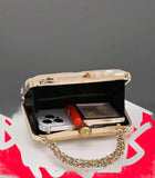 Gold Sequin Floral Evening Clutch