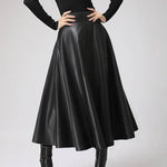 Celmia 2023 Autumn PU Leather Midi Skirts Women Elegant OL High Waist Party Skirt Fashion Office Lady Solid Jupe Street Faldas